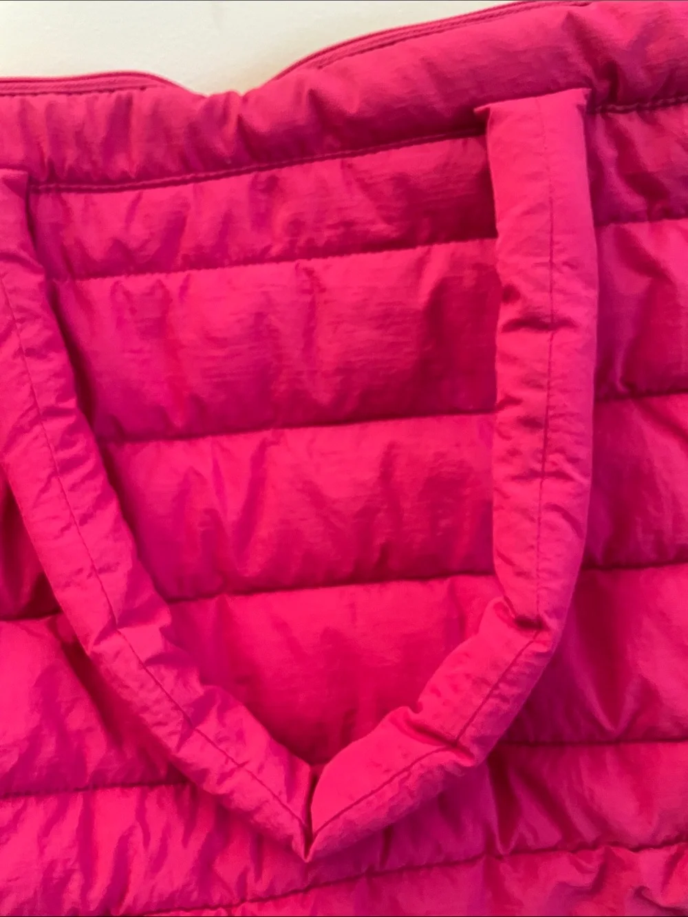 Quilted Hot Pink Tote Bag with Removable Strap